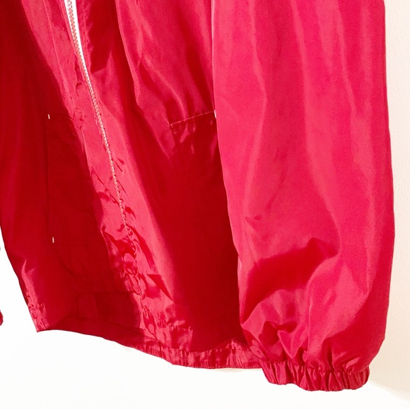 G. H. Bass Maine USA Fully Lined Zip Front Hood Windbreaker Jacket Red White❤️🤍 - Picture 7 of 13